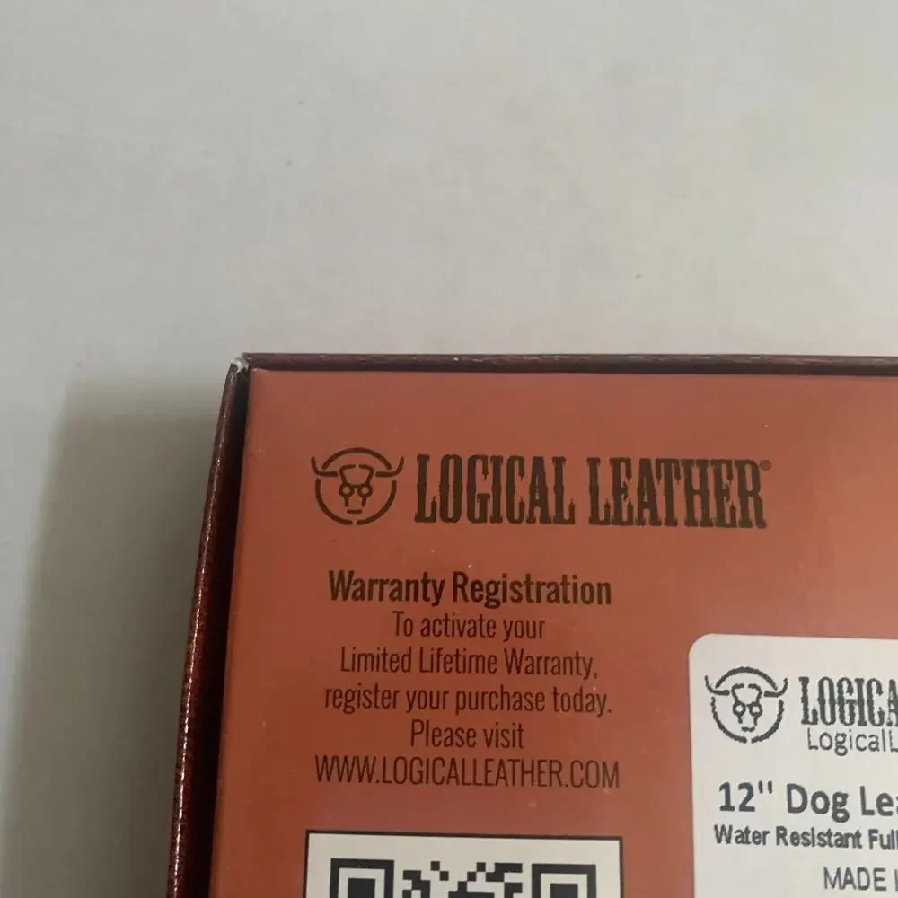 Logical Leather 12''Dog Leash Water Resistant Full Grain Leather 12TL-YL